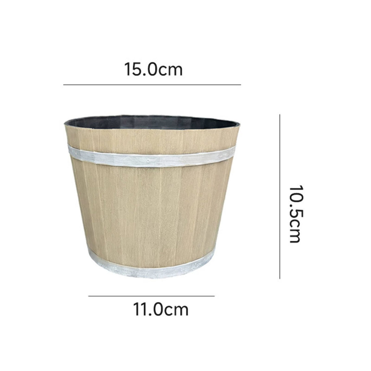 Faux Wood Barrel Planter Durable Plant Container Weather Resistant for Gardeners