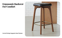 Wooden Bar Chair with Backrest Ergonomic Counter Seating Easy Assembly for Cafe