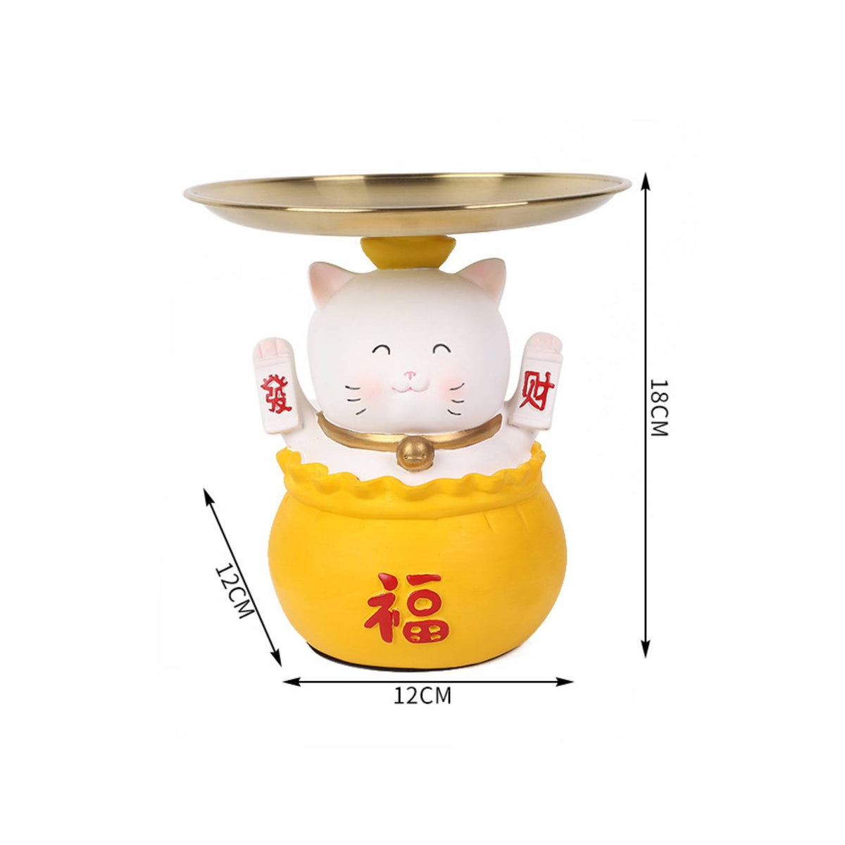 Fortunate Cat Storage Tray Multipurpose Resin Creature Sculpture Holder