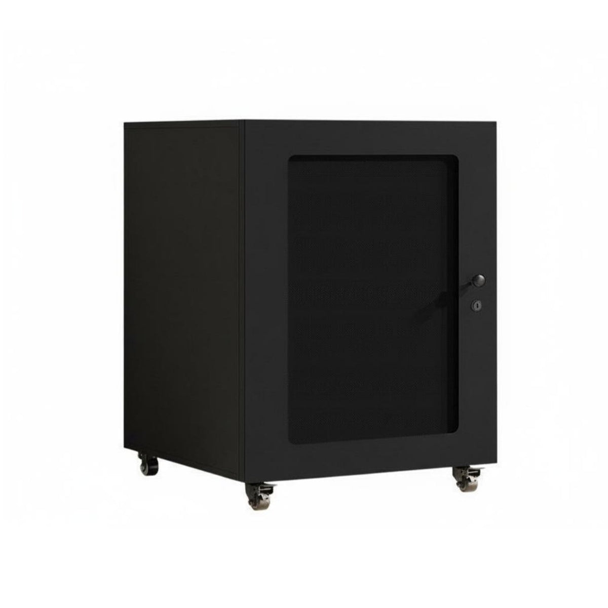 Amplifier Floor Cabinet with Reinforced Frame Mobile Audio Rack Cabinet Ventilated Mesh Door Lockable Wheels Suitable for Djs Artists KTV Room Stage