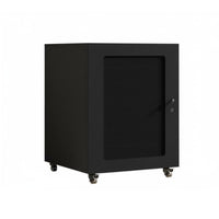 Amplifier Floor Cabinet with Reinforced Frame Mobile Audio Rack Cabinet Ventilated Mesh Door Lockable Wheels Suitable for Djs Artists KTV Room Stage