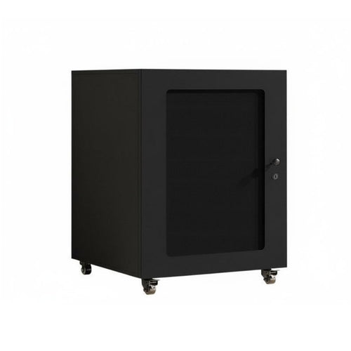 Amplifier Floor Cabinet with Reinforced Frame Mobile Audio Rack Cabinet Ventilated Mesh Door Lockable Wheels Suitable for Djs Artists KTV Room Stage