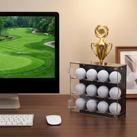Acrylic Golf Ball Storage Box Wall-Mounted Display Case for 12 Balls