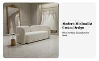 CumulusShaped Sofa and Chair Set Creamy Stylistic Reception Furniture Curved Design Seating Group for Patients, Guests, Bridal Shop, Lounge Area, Salon