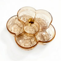 Servingware Divided Snack Tray with Lid Transparent Plastic Embossed Pattern