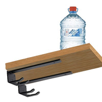 Black Hidden L-Shaped Shelf Bracket with Hooks, Thickened