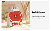 Mini Desk Calendar, Cartoon Fruit, Student, Cute Table Decor