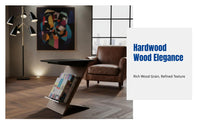 Modern Solid Wood Side Table, Magazine Rack, Stainless Steel Frame, Living Room Shelf