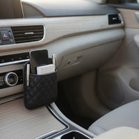 Quilted Car Storage Pouch Leather-Like Car Organizer with Pocket Space-Saving Long-Lasting for Road Trips
