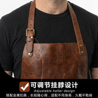 跨境新款围裙防水PU皮革理发师烘焙餐厅服务员工作服家用厨房围裙