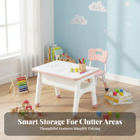 Multi-Functional Kids Table and Chair Set Child-Friendly Design Toddler Play Table Set Easy to Clean Toddler Study Desk with Storage Food-Grade Material for Toddlers, Preschoolers, Parents, Playroom, Daycare, Nursery, Classroom