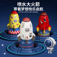Space Rocket Water Sprinkler Toy for Kids with Rotating Spray