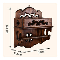 Carved Wooden Tissue Rack Rustic Aesthetic Wall Mount Tissue Rack Decorative