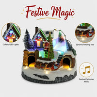 Christmas Lighted Rotating Music House Ornament