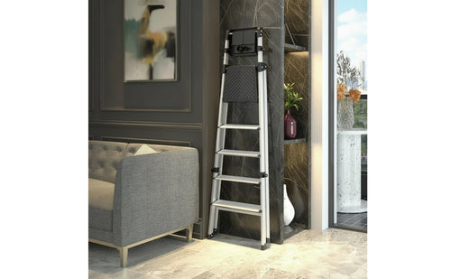 Aluminum Step Ladder with Tool Tray Anti-Slip Ladder with Tool Tray Lightweight Portable for Seniors, Garage, Closet