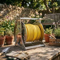 Stainless Metal Water Conduit Reel Easy to Use Wall Mounted Hose Reel