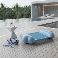 Two Air Chambers Mesh Lounge Mat Raised Side Sections Floating Lounge Mat with Pump Inflatable Pool Mat Rectangular for Adults, Children, Beach