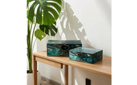 2 Pieces Jewelry Box with Hinged Lid Glossy Marbled Jewelry Box Decorative Storage for Gift