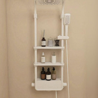Temperature-Controlled Shower System, Rainfall Bathroom Shower Set, Full Copper Wall Mount, Adjustable Handheld Shower, Large Storage Shelf, Multi-Function, Easy Installation