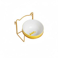 Ceramic Cat Bowl with Holder Spill Proof Crate Food and Water Dish for Cats