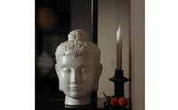 Buddha Head Sculpture Ceramic Buddha Head Statue Gray-White for Bookcase