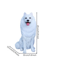Resin Samoyed Dog Figurine Seated Resin Dog Figurine Adorable Samoyed Sculpture for Entryway