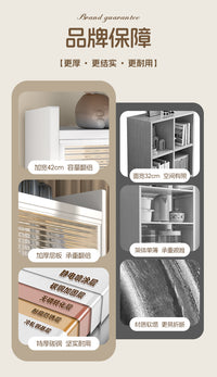 钢制书架落地多层带门家用儿童书柜客厅储物防尘展示柜铁艺置物架 流云白【3门4层80长*35宽】