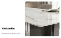 Italian-Inspired Rectangular Stone-Top Table Light Luxury Aesthetic Rectangular Stone-Patterned Table Minimalist aesthetic Household Furniture Modern Design for Apartment Dwellers, Homeowners, Entertainers, Small Living Spaces, Dining Room, Home, Kitchen