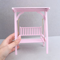 1:12娃娃屋dollhouse迷你家具花园微场景木质微缩工艺品秋千摆件