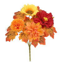 Artificial Maple Leaf Bunch with Sunflowers for Autumn Thanksgiving Decor
