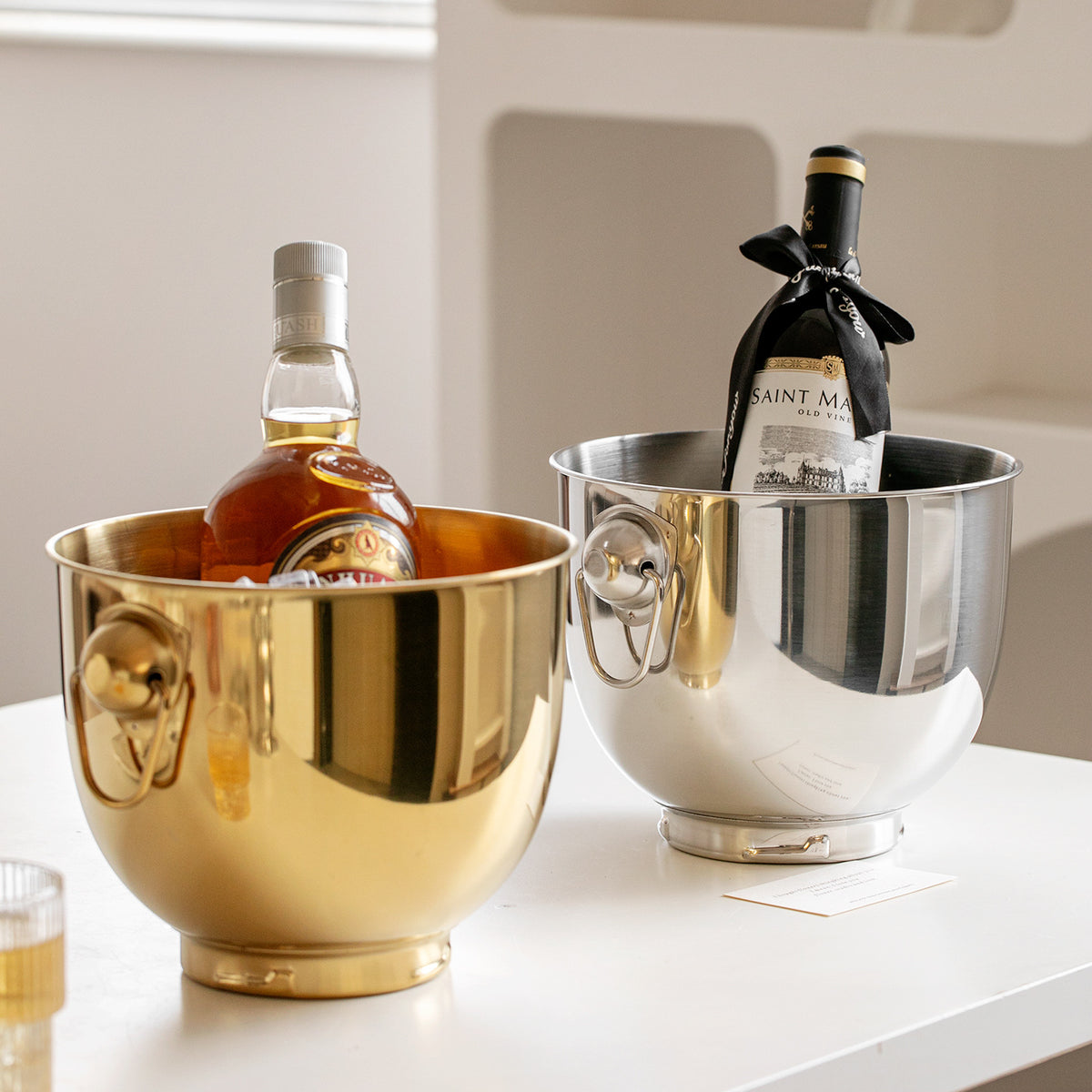 New Stainless Steel Ice Bucket with Handle, Thickened, for Commercial and Home Use