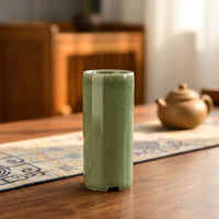 Plant Pots for Indoor Plants and Bonsai Pot, Glazed Chinese Style Indoor Plant Pot for Home Office, Handmade Small Cylindrical Ice Crack Design