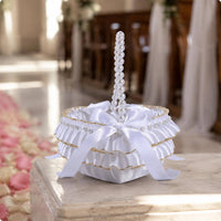 Wedding Flower Girl Basket Elegant Design Event Decoration Cute Bowknot