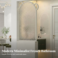 Wet and Dry Separation Bear-Shaped Glass Panel French Cream Type Vanity Screen Modern Minimalist Privacy Partition for Homeowners, Young Adults, Parents, Washroom