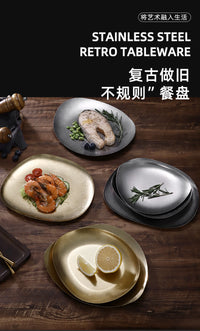 Retro 304 Stainless Steel Irregular Plate