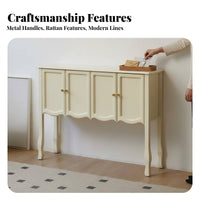 4-Door Entryway Sideboard Timeless Design Look Entryway Table Table Vintage Design Easy Assembly for Renters, Kitchen, Bedroom