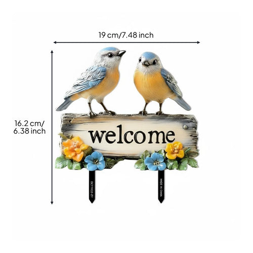 Inviting Garden Stake Rustic Charm Bird Welcome Sign Weather Resistant Bird Garden Plaque