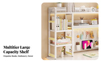 Multi-Layer Design Desk Hutch with Pegboard Space Saving Desktop Organizer Anti-Fall Baffle Tabletop Shelf Stable Construction for Students, Downice Workers, Study Room, Dormitory, Bedroom