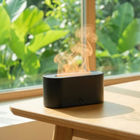 Humidifier with Flame Effect Compact Flame Humidifier Tabletop Mist Disperser Low-Profile for Bedroom, Office