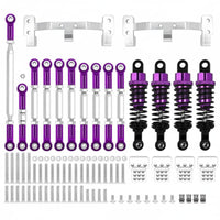 Metal Pull Rod and Shock Damper Kit Easy to Install Metal Chassis Link Rod Kit RC Car Shock Absorb Set for Modification, Upgrading