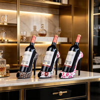 Water Transfer Leopard High Heel Shoe Wine Rack, Resin Tabletop Decoration