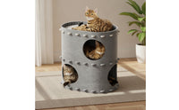 Double-Layer Cat House with Top Perch Foldable Felt Cat Cave Enclosed Pet Furniture Space-Saving for Corner