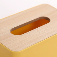 Tissue Box with Wood Lid for Modern Bedroom Decor, Rectangular Tissue Box Holder and Napkin Holder, Durable Polypropylene Body for Home Office