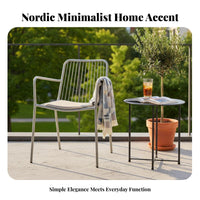Minimalist Nordic Design Slatted Dining Armchair Stackable Slatted Metal Armchair Hollow Back Design Outdoor Furniture With Armrests for Cafe Owners, Families, Homeowners, Balcony, Yard, Porch, Kitchen