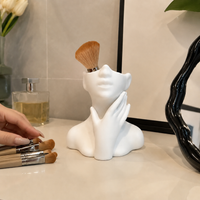 Face-shaped Pen Holder Desk Organizer 12cm×11.5cm Desktop Storage Stationery Storage Plastic-made Pen Holder