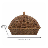 Lidded Bread Basket with Lid Rattan Bread Basket Easy to Clean Household Storage for Tabletop, Kitchen, Dining Room