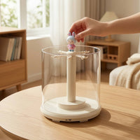 Rotating doll Display Box Clear Display Box with Hooks Space-Saving for Tabletop, Shelf