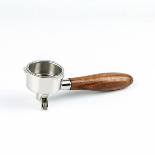 Coffee Maker Handle Espresso Machine Accessory Portafilter Solid Wood Grip Stainless Steel Double Spout Filter Mesh Ergonomic Design Suitable for Home Use Cafe