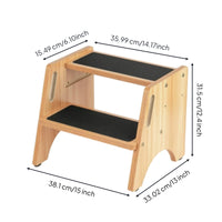 Wooden Step Stool with Handholds Stable Furniture Compact for Toddlers
