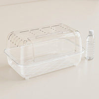 Acrylic Hamster Cage with Wood Accents, Single Level Transparent Indoor Pet Cage, 8cm Deep Base for Syrian Hamsters, Modern Oval Viewing Space